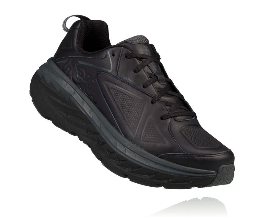 Hoka One One Bondi Leather - Men Running Shoes - Black,Australia MHB-691548